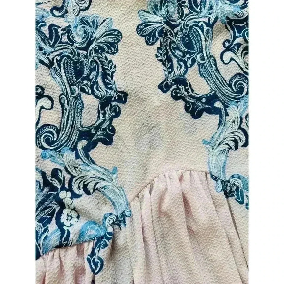 Free People Floral Symphony Slip Tunic Mini Dress with Bell Sleeves Size M - Picture 5 of 8